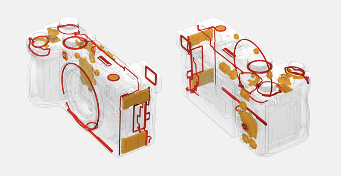 A por- és nedvességállóságot biztosító tömítések helyének illusztrációja